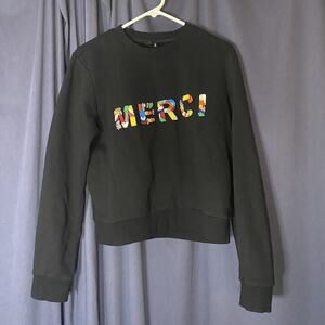 Endless Rose MERCI Sweatshirt Black Embellished Beaded Crewneck Pullover Size L